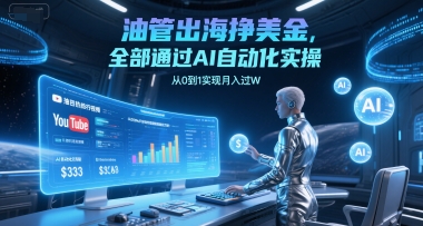 油管出海挣美金，全部通过AI自动化实操，从0到1实现月入过W-贝贝云网创