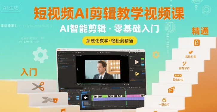 短视频AI剪辑教学视频课，入门到精通-贝贝云网创
