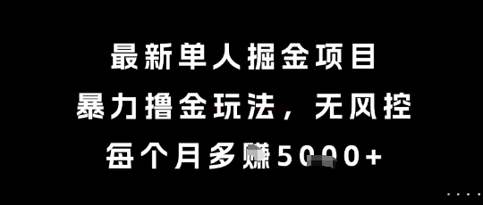 最新单人掘金项目，暴力撸金玩法，无风控，每个月多挣5k+【揭秘】-贝贝云网创