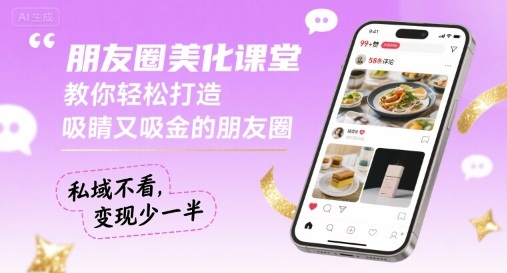 朋友圈美化课堂，教你轻松打造，吸睛又吸金的朋友圈，私域不看，变现少一半-贝贝云网创