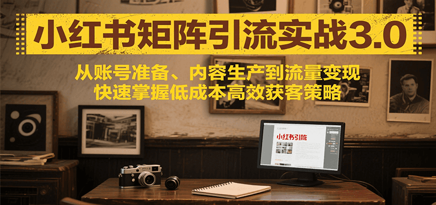 小红书矩阵引流3.0，从账号准备、内容生产到流量变现，快速掌握低成本高效获客策略-贝贝云网创