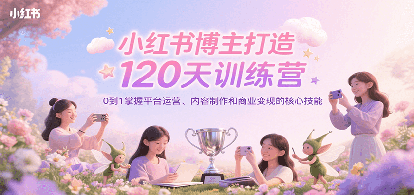 小红书博主打造120天训练营，0到1掌握平台运营、内容制作和商业变现-贝贝云网创