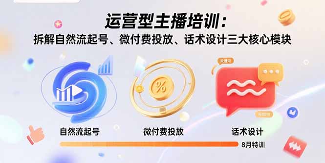 运营型主播培训：拆解自然流起号、微付费投放、话术设计三大核心模块-8月-贝贝云网创