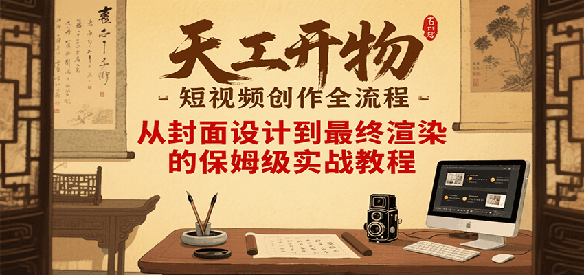 天工开物短视频创作全流程，从封面设计到最终渲染的保姆级实战教程-贝贝云网创