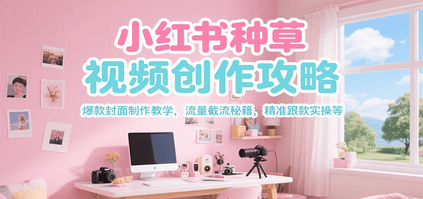 小红书种草视频创作攻略，爆款封面制作教学 ，流量截流秘籍 ，精准跟款实操等-贝贝云网创
