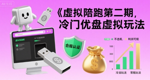 虚拟陪跑第二期，冷门优盘虚拟玩法，不违规，利润可观-贝贝云网创