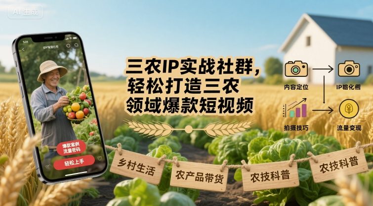 三农IP实战社群，轻松打造三农领域爆款短视频-贝贝云网创