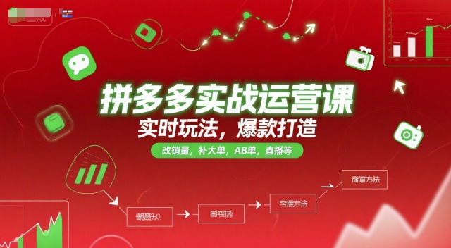 拼多多实战运营课，实时玩法，爆款打造，改销量，补大单，AB单，直播等(更新2025月)-贝贝云网创