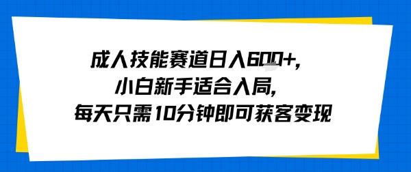 成人技能赛道日入多张，小白新手适合入局，每天只需10分钟即可获客变现-贝贝云网创