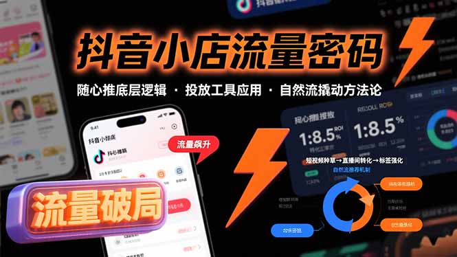 抖音小店流量密码，随心推底层逻辑，投放工具应用，自然流撬动核心方法论-贝贝云网创