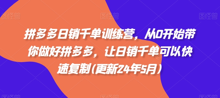 拼多多日销千单训练营，从0开始带你做好拼多多，让日销千单可以快速复制(更新25年6月)-贝贝云网创