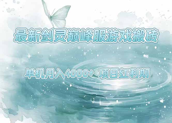 最新剑灵巅峰服游戏搬砖，项目红利期，单机稳定4000+操作简单好上手-贝贝云网创