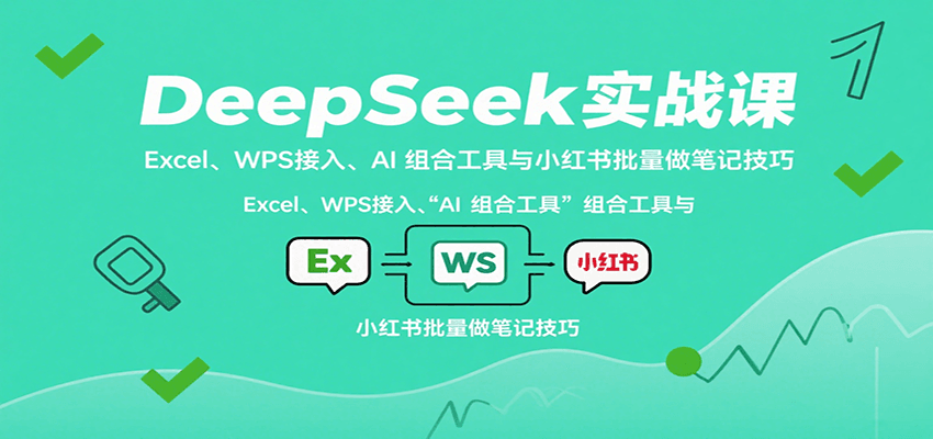 DeepSeek实战课：Excel、WPS接入、AI 组合工具与小红书批量做笔记技巧-贝贝云网创