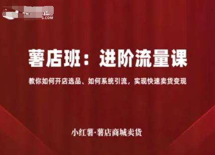 小红薯薯店商城卖货，进阶流量课，教你如何开店选品、如何系统引流，实现快速卖货变现-贝贝云网创
