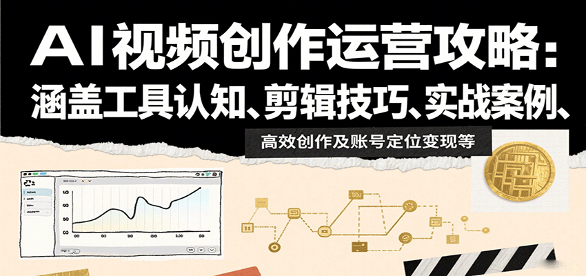AI视频创作运营攻略：涵盖工具认知、剪辑技巧、实战案例、高效创作及账号定位变现等-贝贝云网创