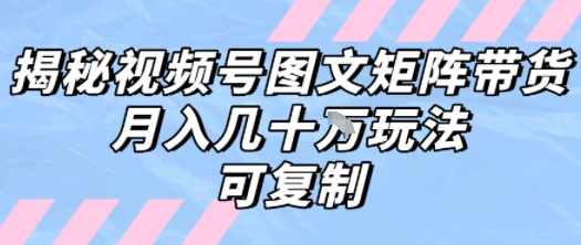 解密视频号图文矩阵带货，月入几个W的打法，可复制-贝贝云网创