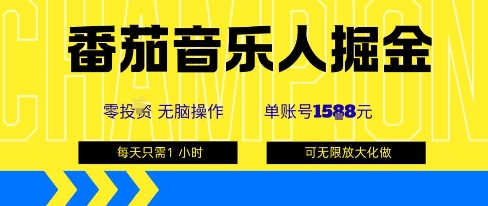 番茄音乐人掘金，单账号最高可撸1k+，可无限矩阵去做，零投入-贝贝云网创