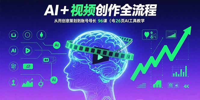 AI+短视频创作全流程：从创意策划到账号增长，96节课(含26项AI工具教学-贝贝云网创