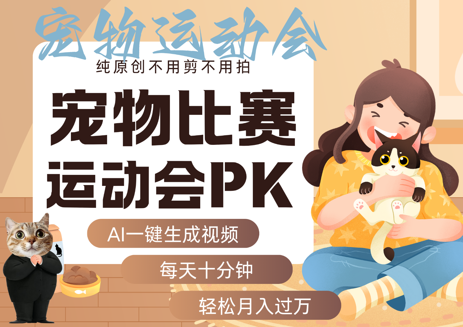 AI萌宠运动员跳水 射击 篮球 足球比赛 每天十分钟 附详细提示词文案库 代替做…-贝贝云网创