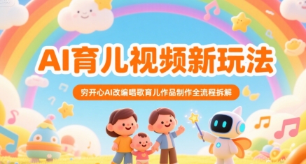 AI育儿视频新玩法，穷开心AI改编唱歌育儿作品制作全流程拆解-贝贝云网创