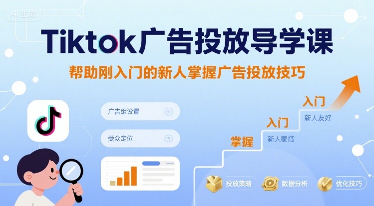 Tiktok广告投放导学课，帮助刚入门的新人掌握广告投放技巧-贝贝云网创