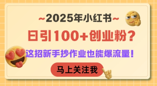 2025年小红书日引100+创业粉？这招新手抄作业也能爆流量！-贝贝云网创