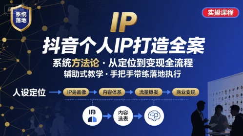抖音个人IP系统落地实操大课，实操课程，辅助落地-贝贝云网创