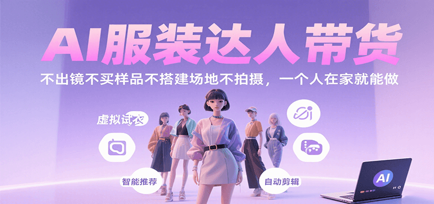 AI服装达人带货，不出镜不买样品不搭建场地不拍摄，一个人在家就能做-贝贝云网创