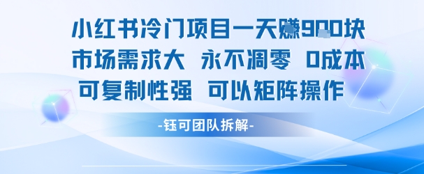 小红书冷门项目一天收益9张，市场需求大，0成本，可复制性强可以矩阵操作-贝贝云网创