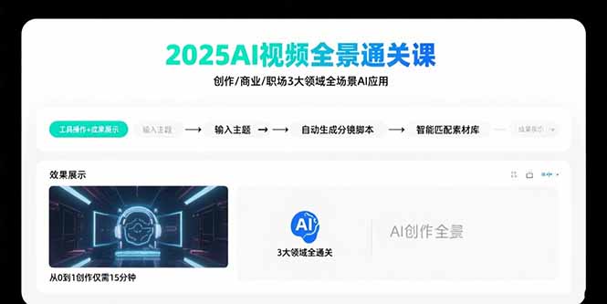 2025AI视频全景通关课：涵盖创作/商业/职场3大领域 掌握AI全场景应用-贝贝云网创