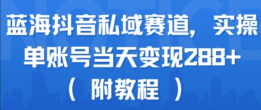 蓝海抖音私域赛道，实操单账号当天变现288+(附教程)-贝贝云网创