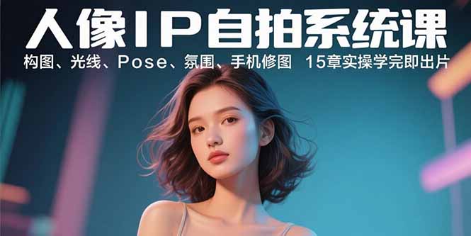 人像IP自拍系统课：构图、光线、Pose、氛围、手机修图 15章实操学完即出片-贝贝云网创